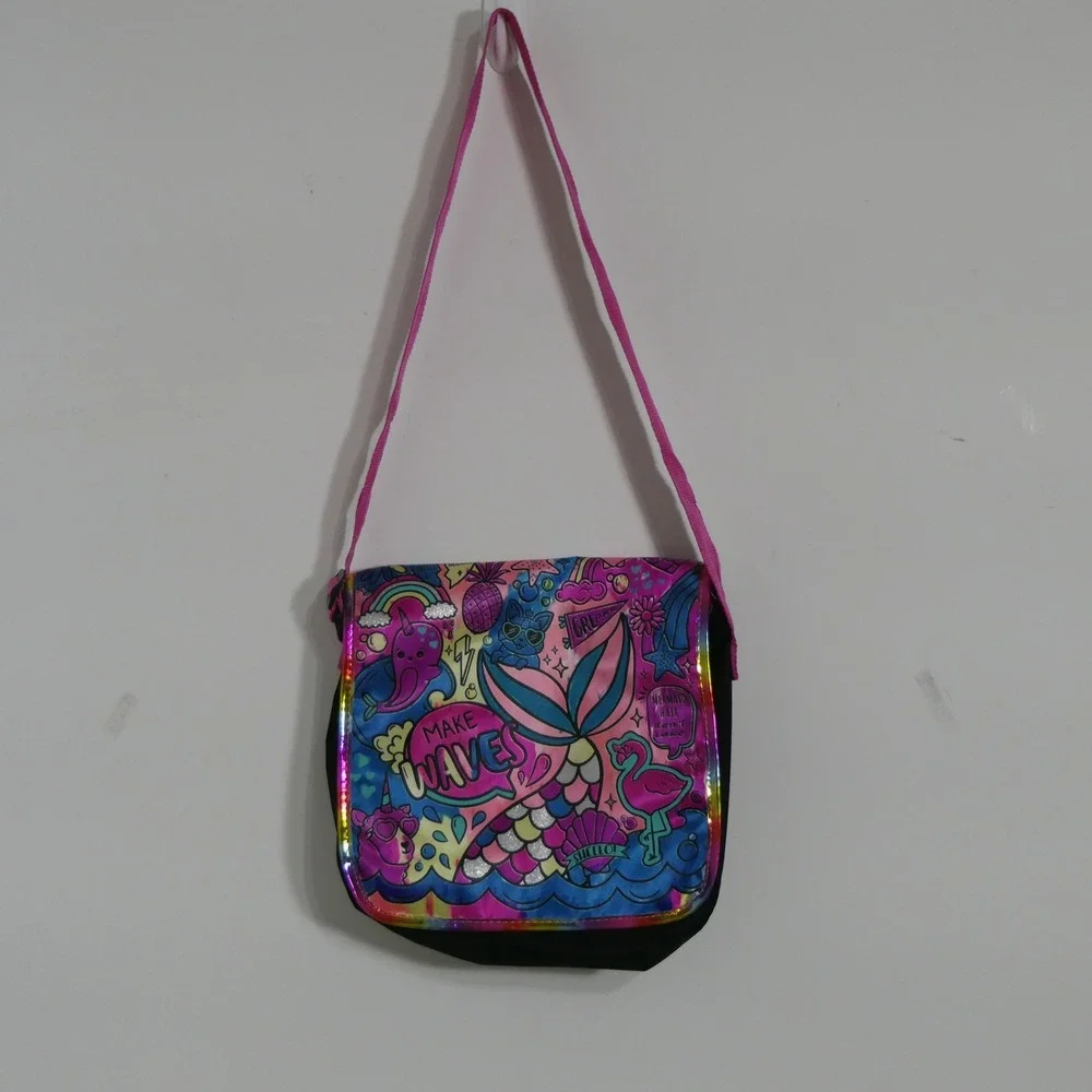 Horizon Group Kids Messenger Bag OS Pink Mermaid Rainbow Doodle Kawaii Whimsical